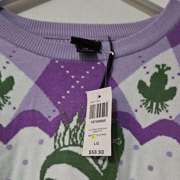 Lavender and Green Graphic Women's Sweater - Picture 4 of 6